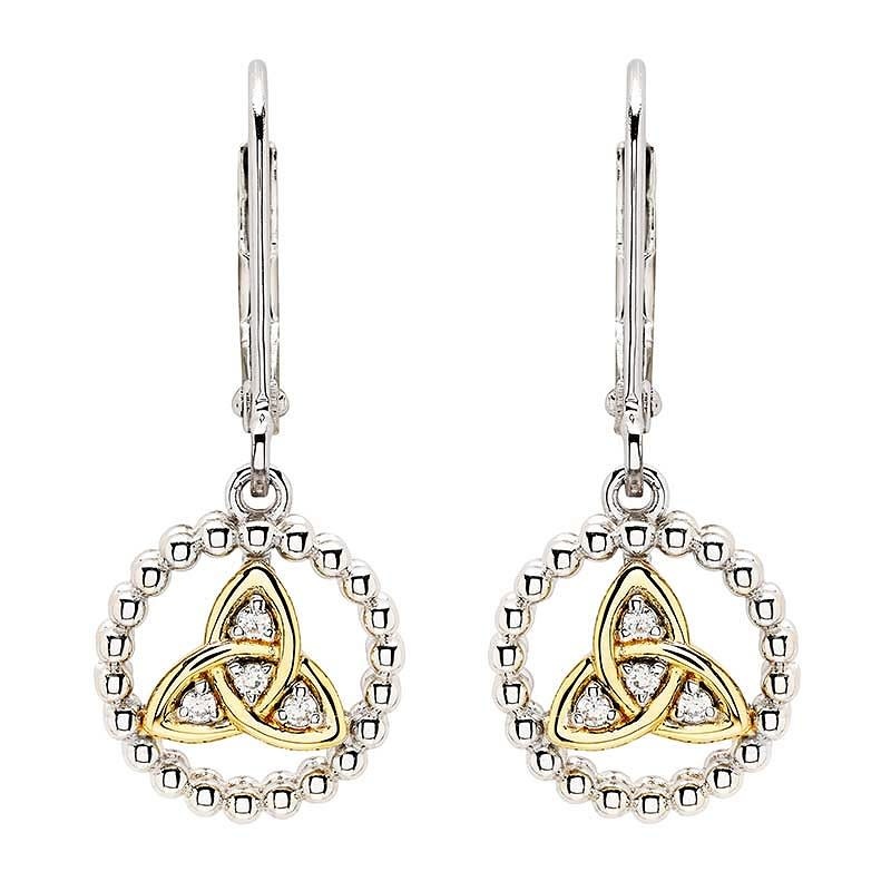 Shanore Earrings: SS CZ Trinity Drop Gold Plated