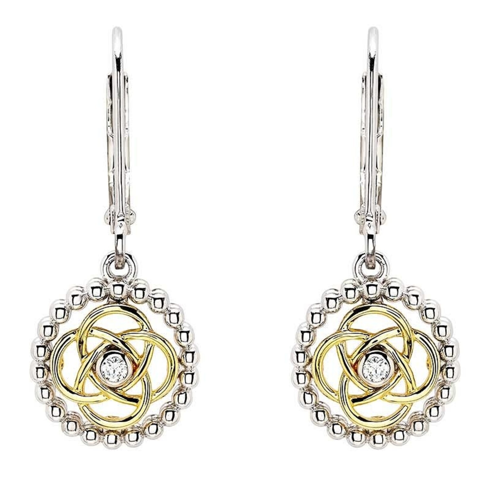 Earrings: SS CZ Celtic Drop Gold Plated
