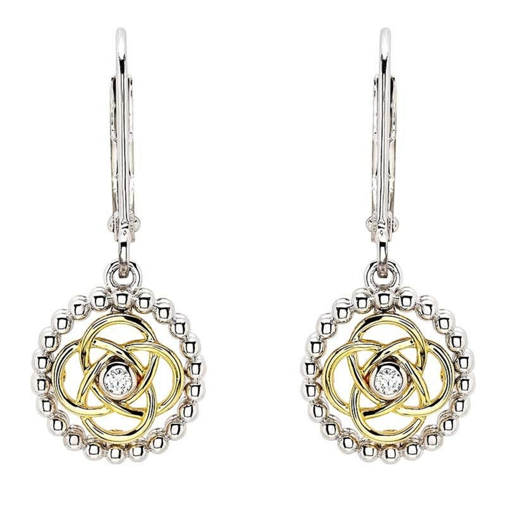 Earrings: SS CZ Celtic Drop Gold Plated