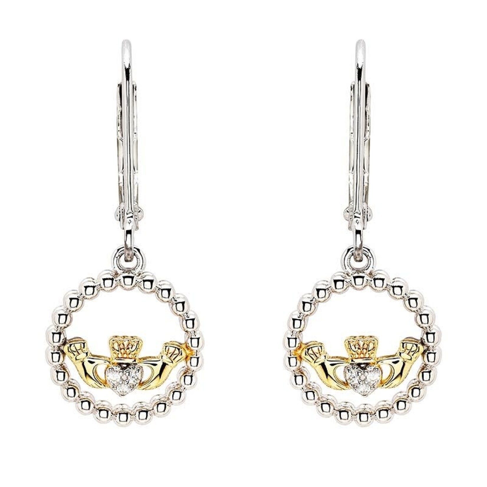 Shanore Earrings: SS CZ Claddagh Drop Gold Plated