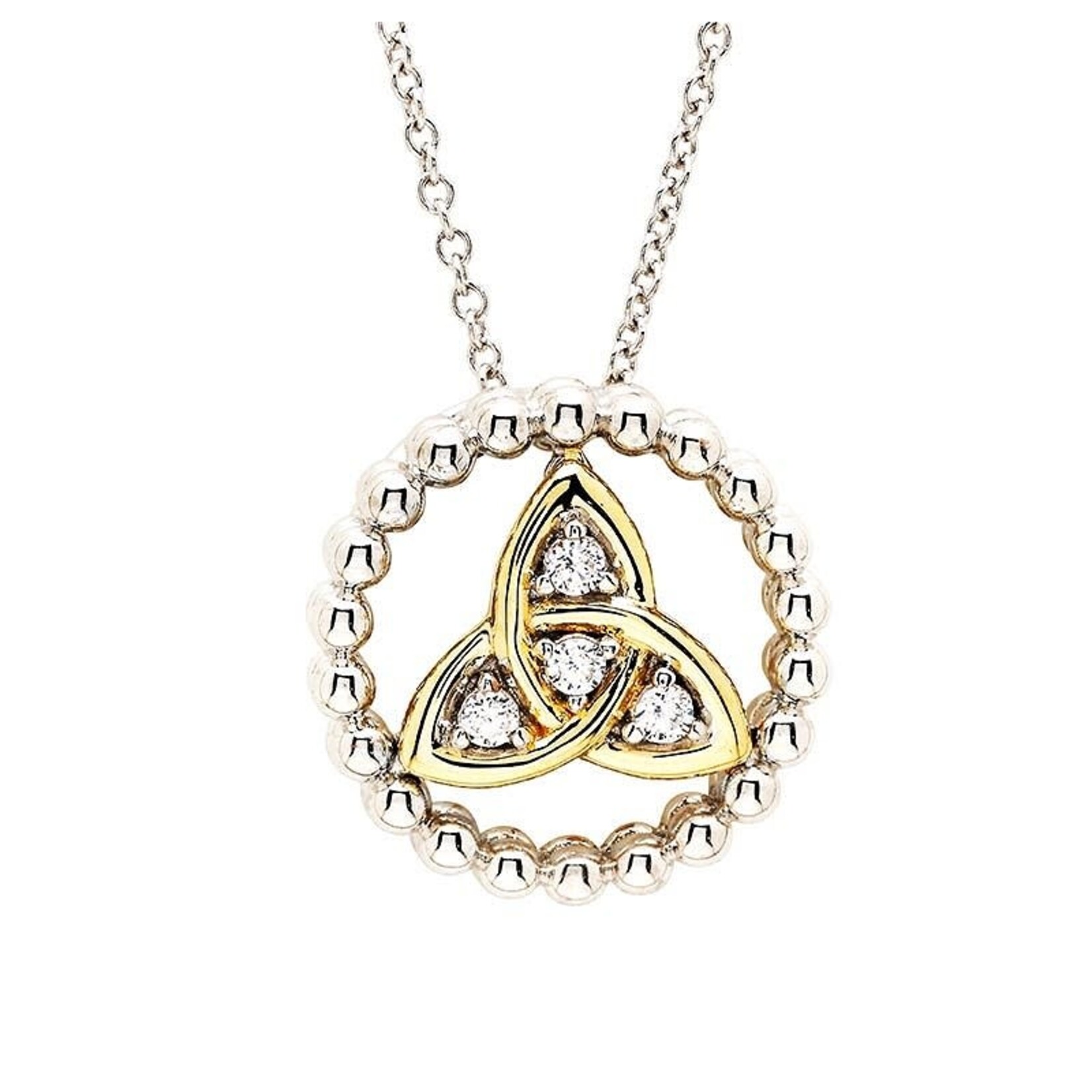 Necklace: SS CZ Gold Plate Trinity