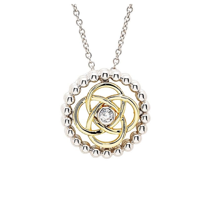 Shanore Pendant: SS CZ Gold Plate Celtic Knot