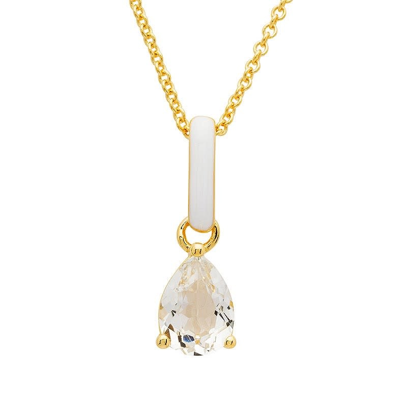 Shanore Pendant: 14K Gold Vermeil White Topaz Enamel