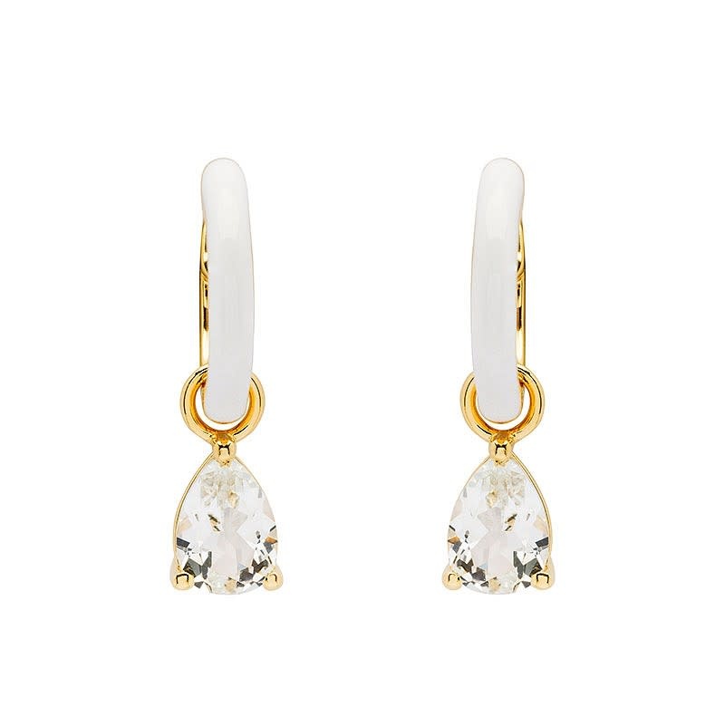 Shanore Earrings: 14K Gold Vermeil White Topaz Enamel