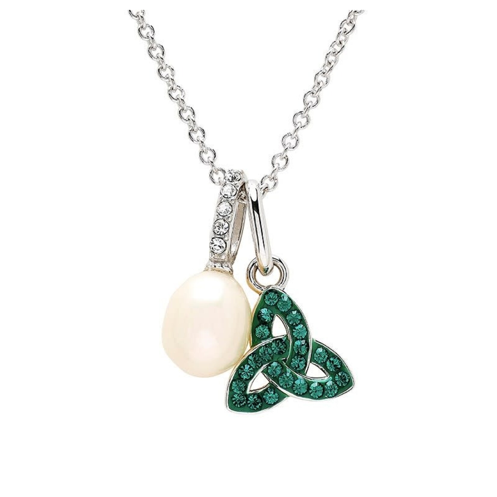 Necklace: SS Pearl/Crystal Trinity