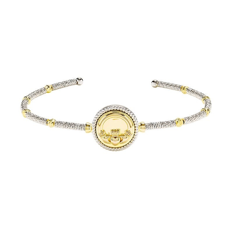 Shanore Bracelet: SS Gold Plate Claddagh Bangle