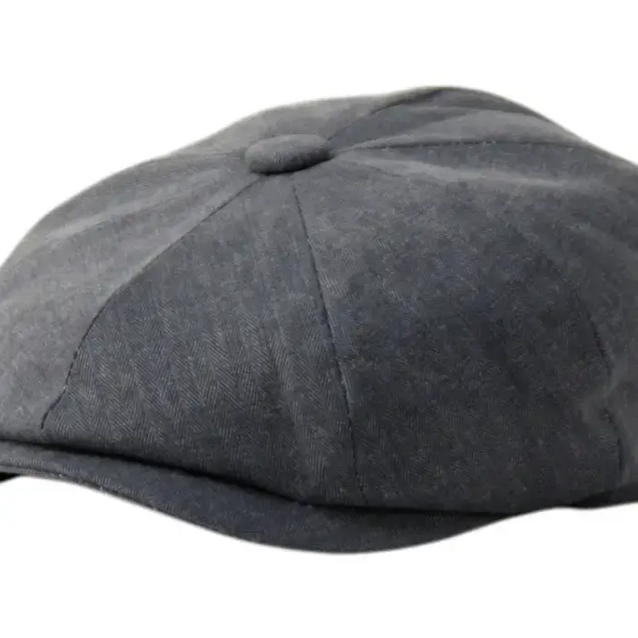 Hat: Herringbone Cotton Newsboy Cap