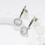 Earrings: SS Green/White CZ Claddagh