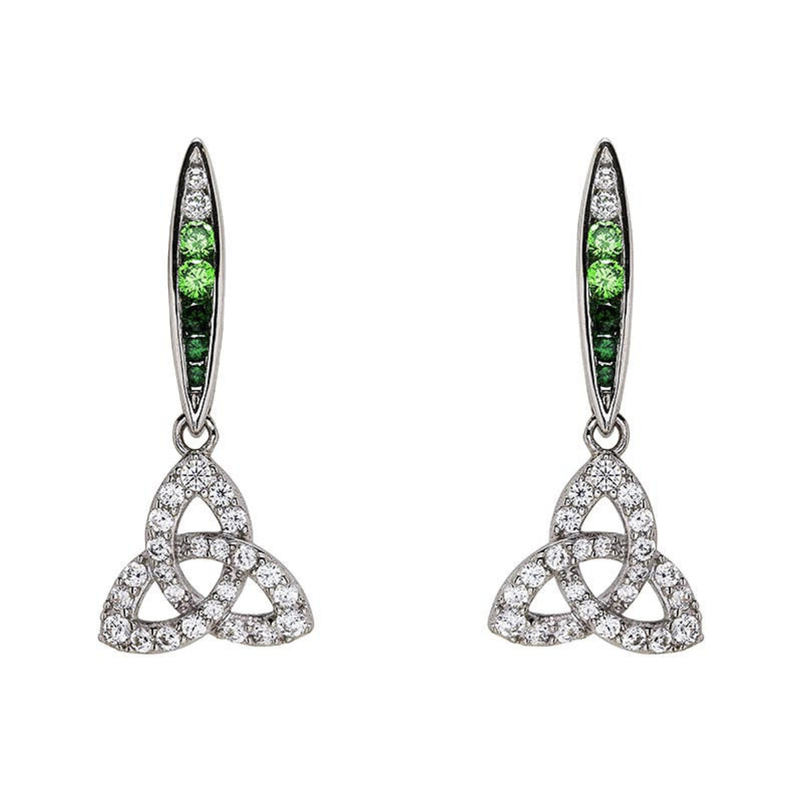 Earrings: SS Green/White CZ Trinity