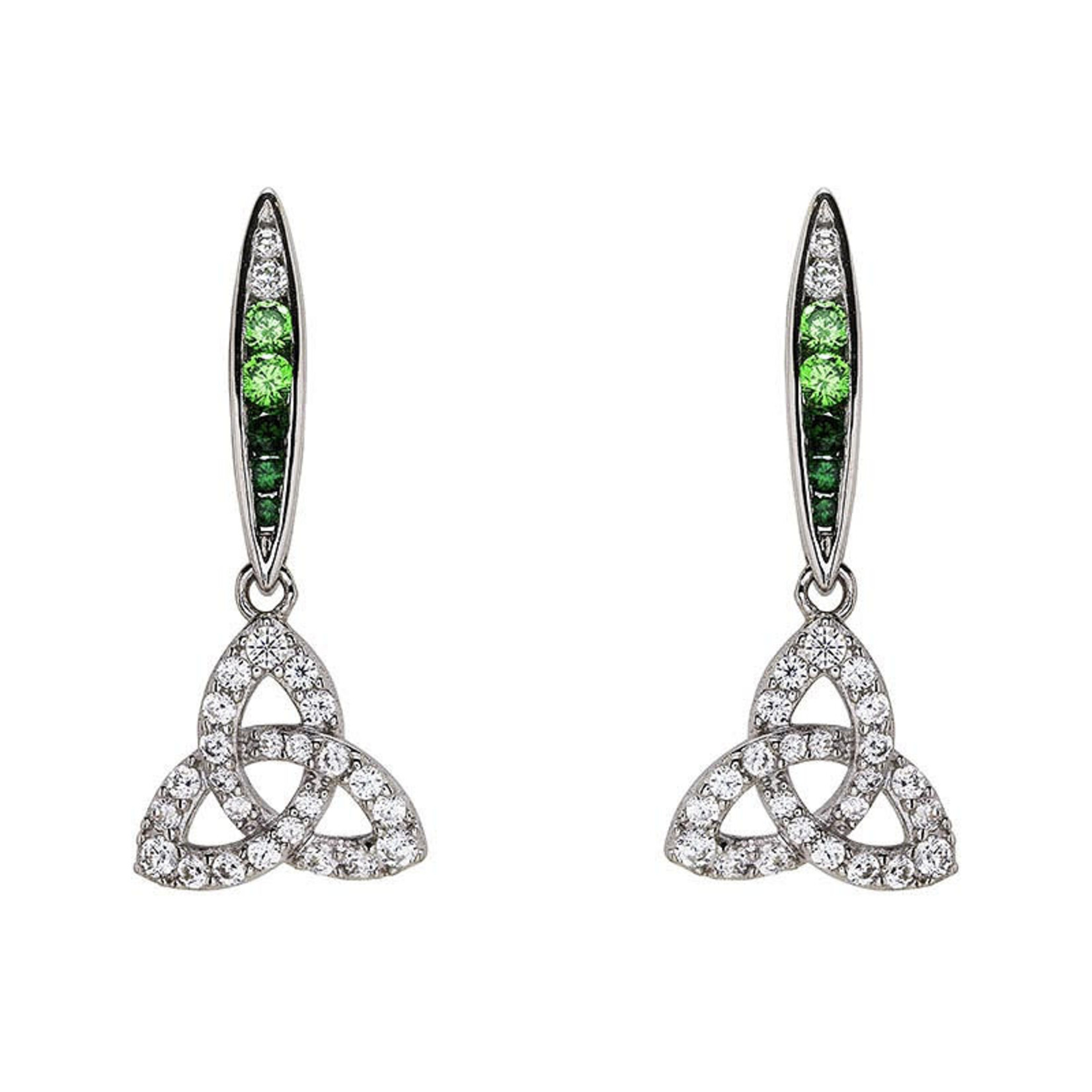 Earrings: SS Green/White CZ Trinity