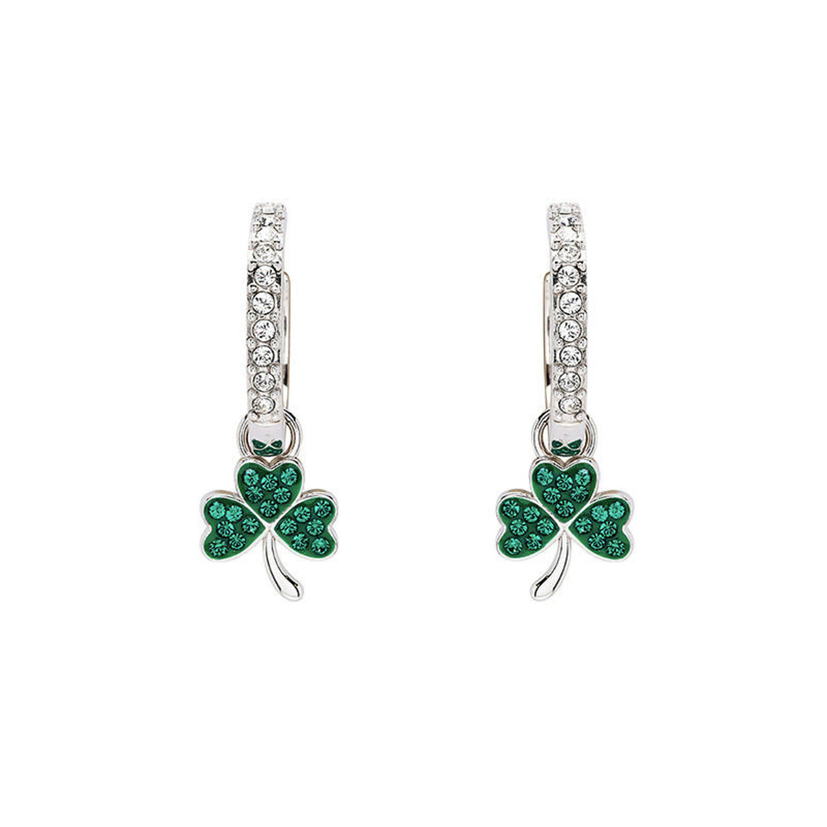 Shanore Earrings: SS Pearl/Crystal Shamrock