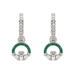 Shanore Earrings: SS Pearl/Crystal Claddagh