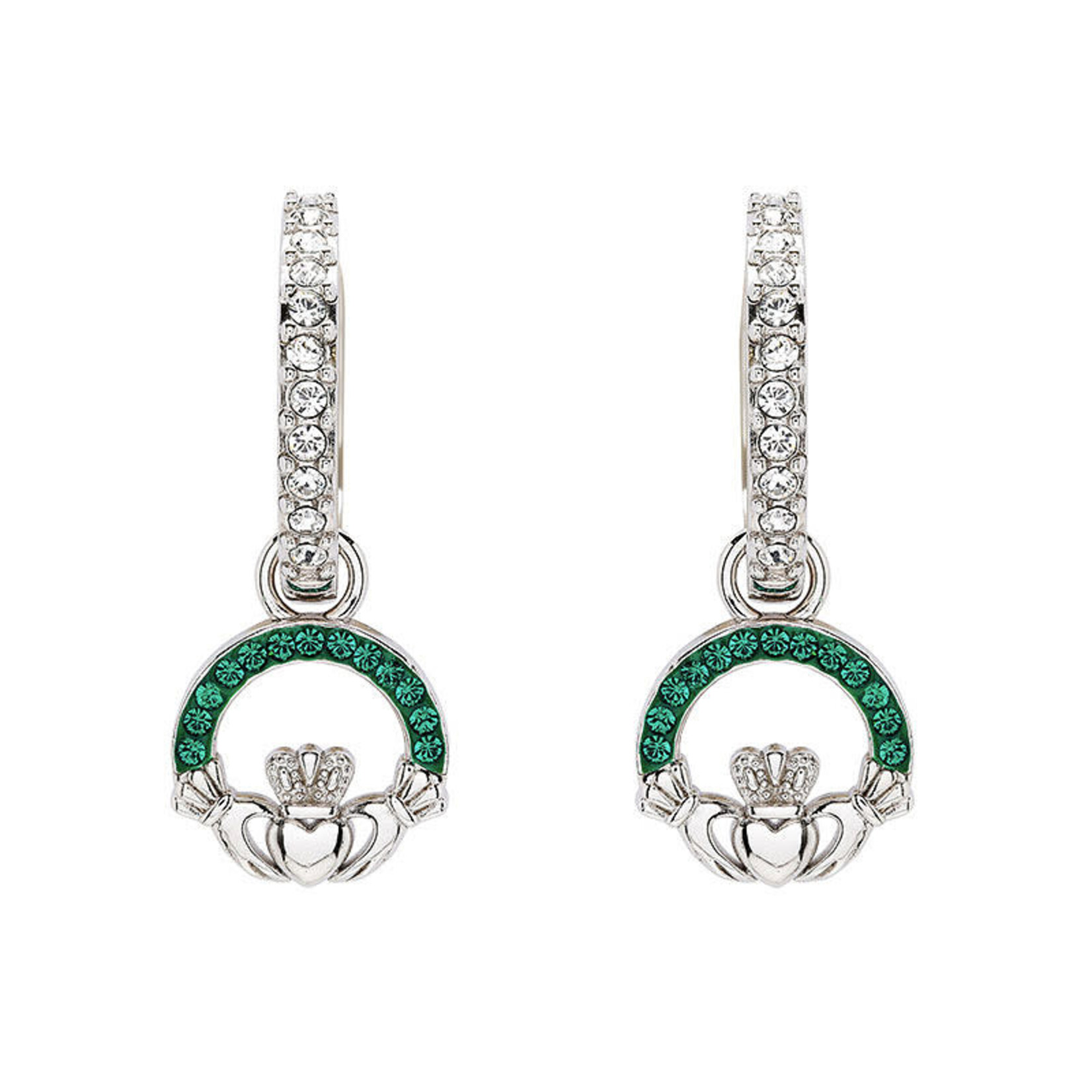 Shanore Earrings: SS Pearl/Crystal Claddagh