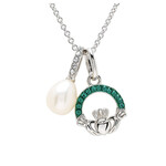 Shanore Necklace: SS Pearl/Crystal Claddagh