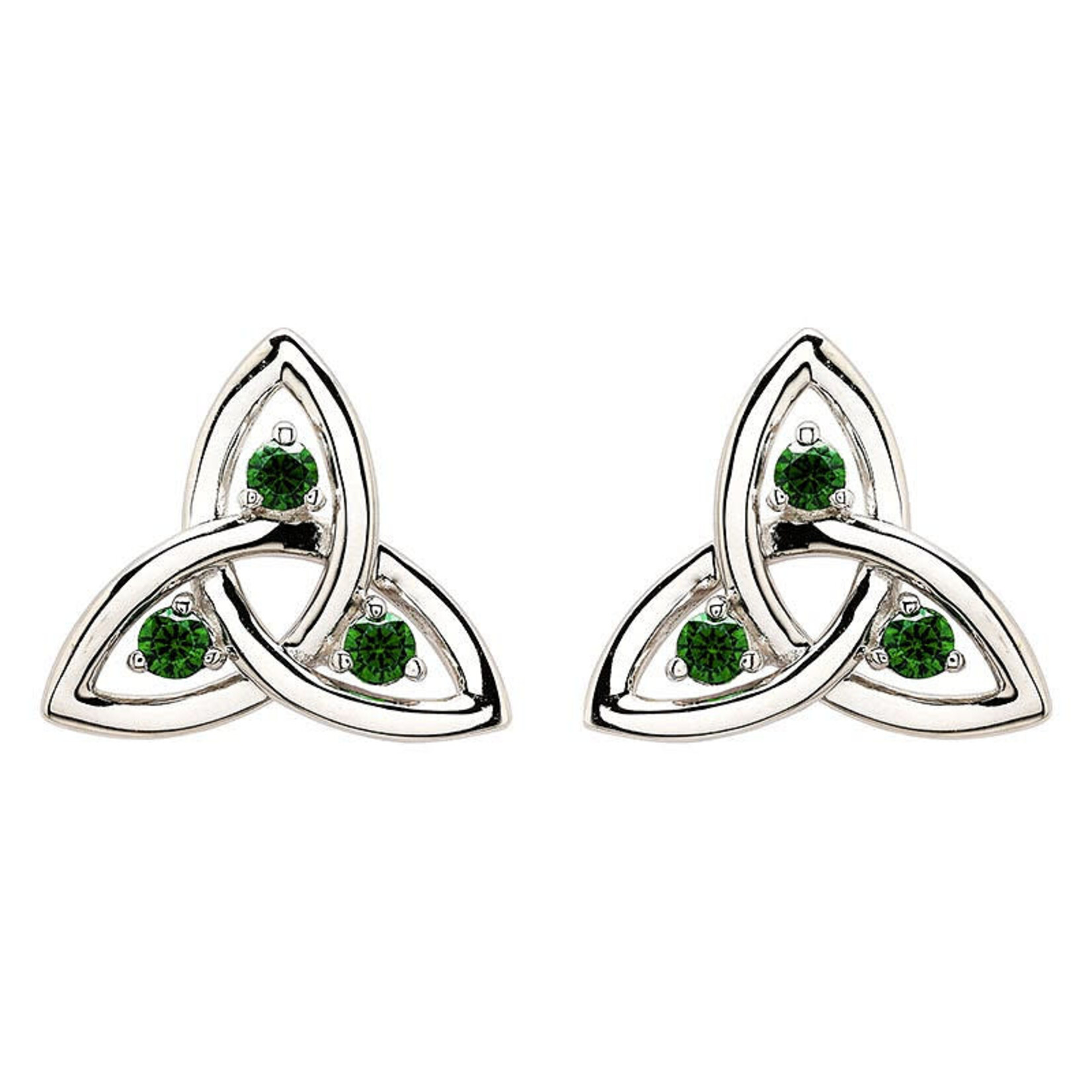 Shanore Earrings: SS CZ Emerald Stud Trinity
