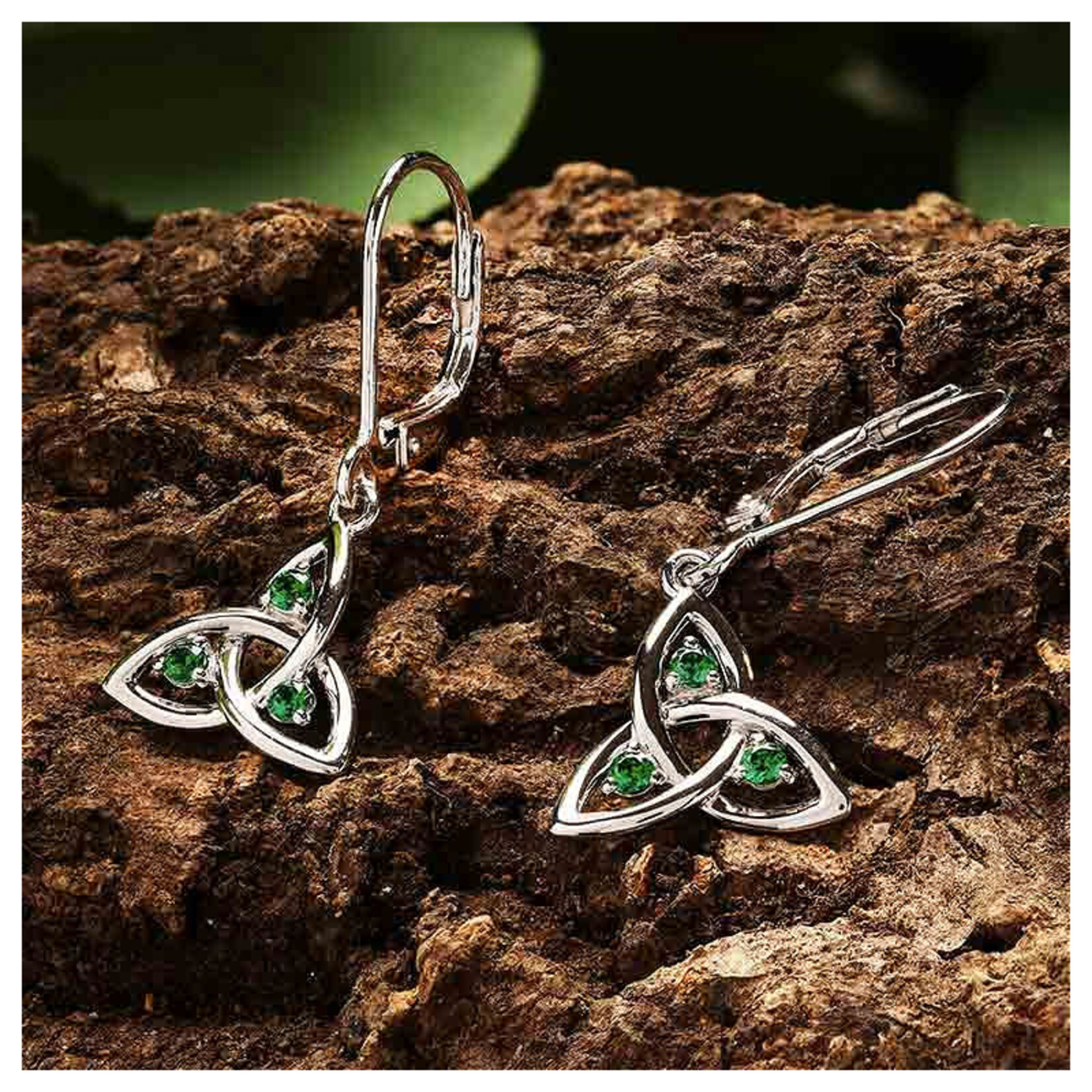 Earrings: SS CZ Emerald Drop Trinity