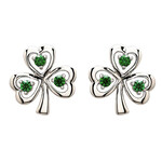 Shanore Earrings: SS CZ Emerald Stud Shamrock