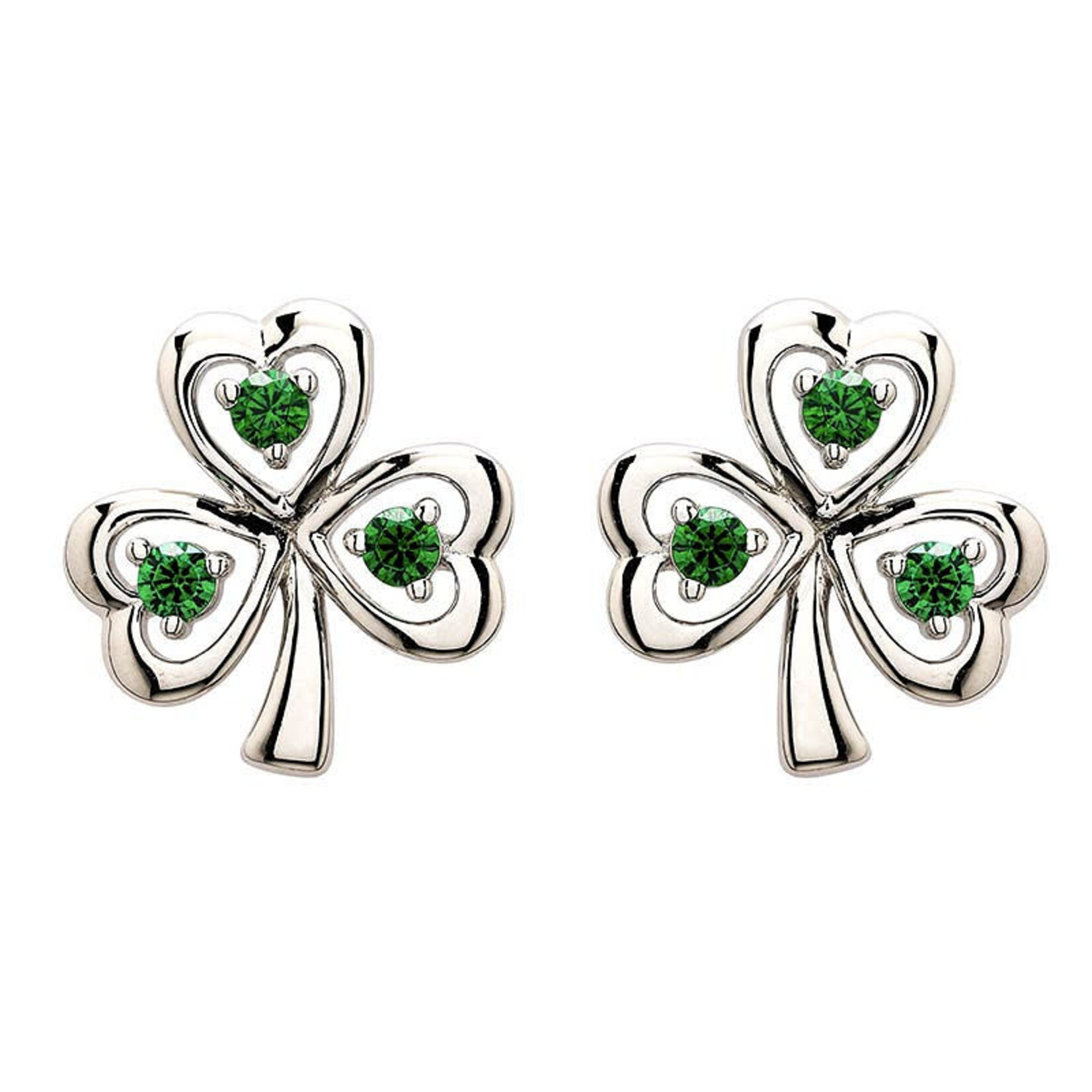 Earrings: SS CZ Emerald Stud Shamrock