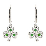 Shanore Earrings: SS CZ Emerald Drop Shamrock