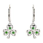 Earrings: SS CZ Emerald Drop Shamrock