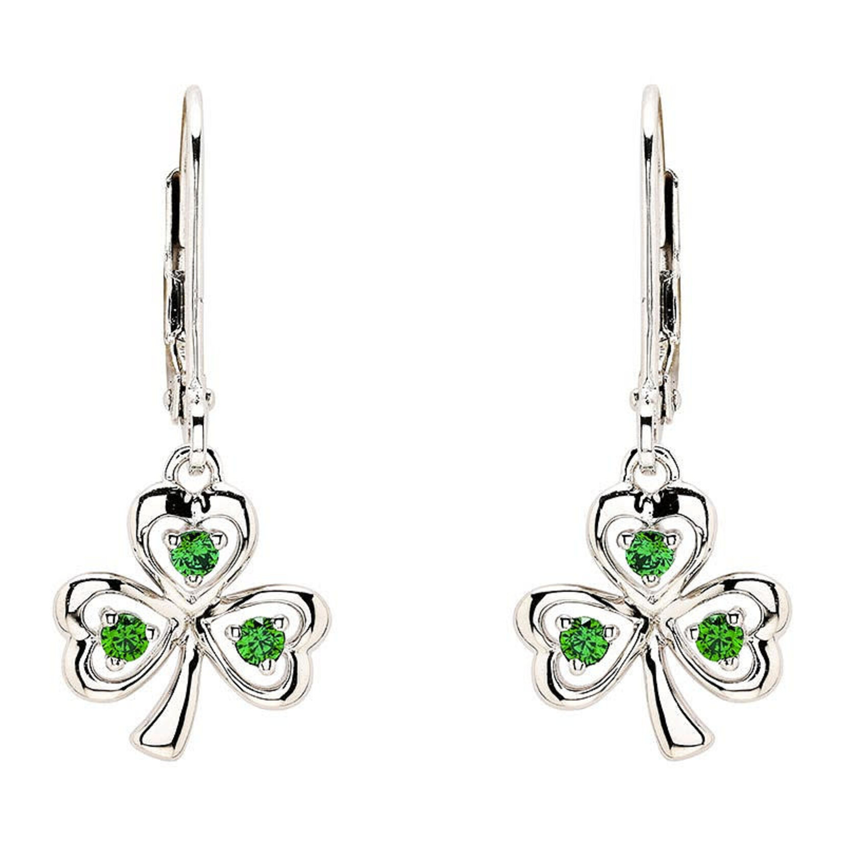 Earrings: SS CZ Emerald Drop Shamrock