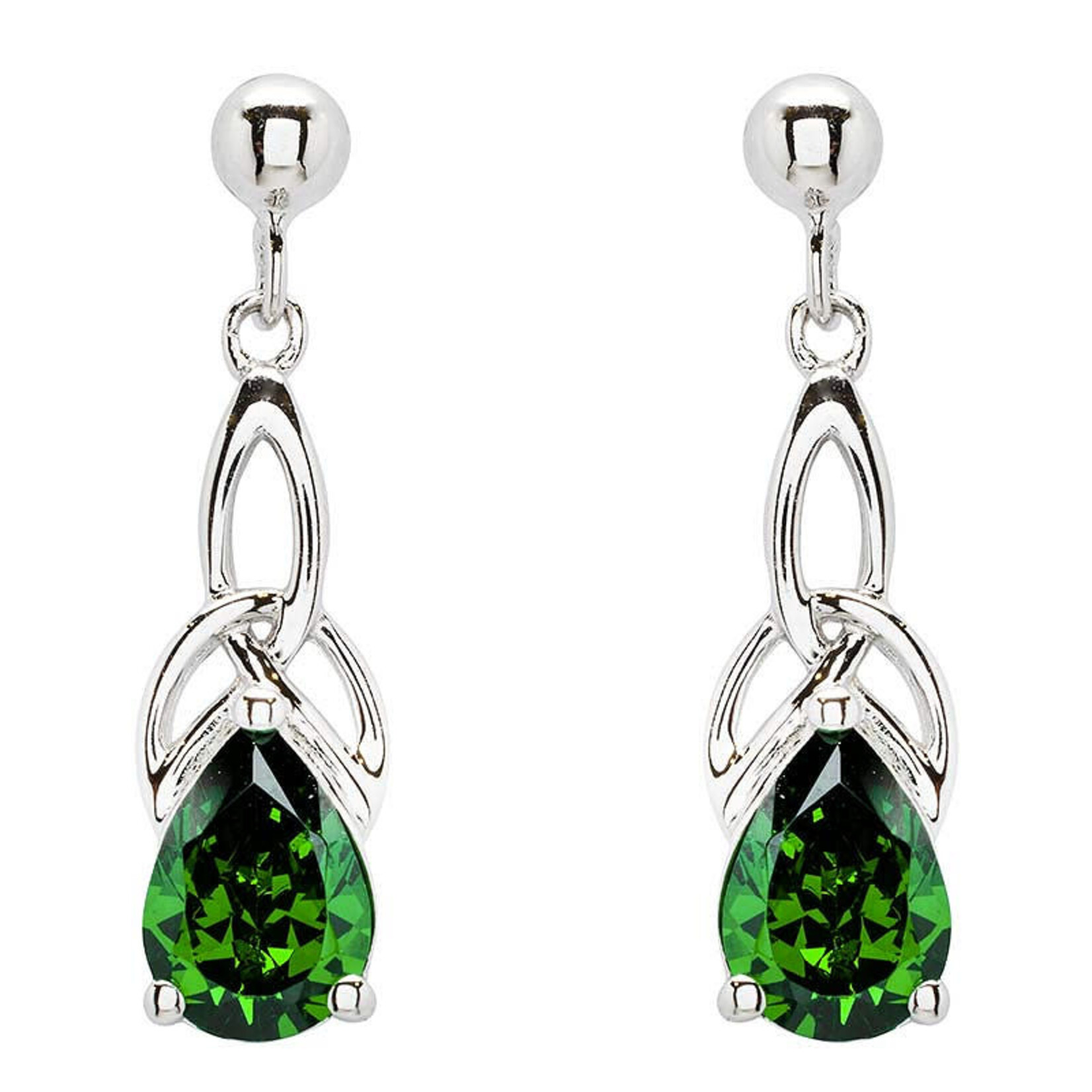 Earrings: SS CZ Emerald Trinity