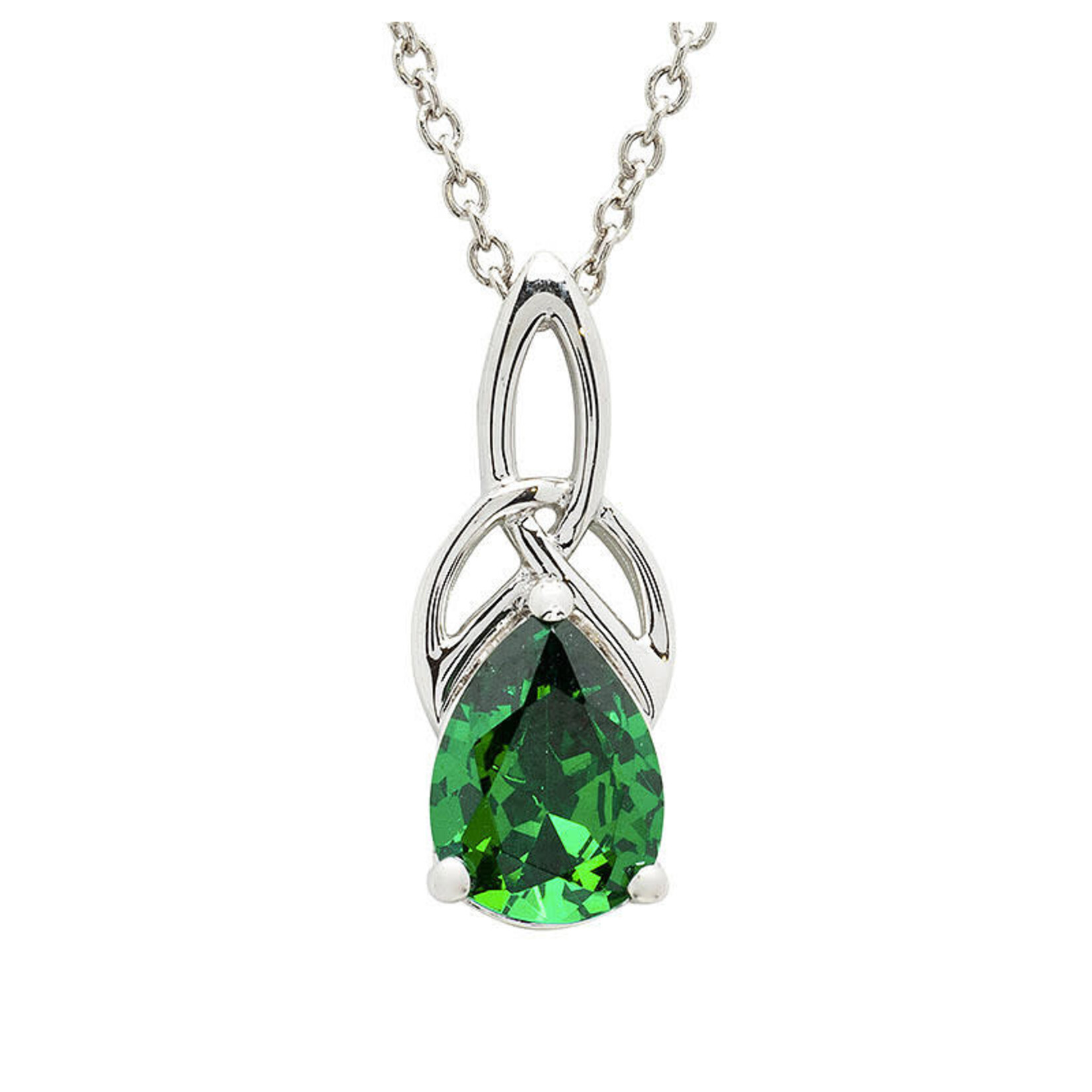 Necklace: SS CZ Emerald Trinity