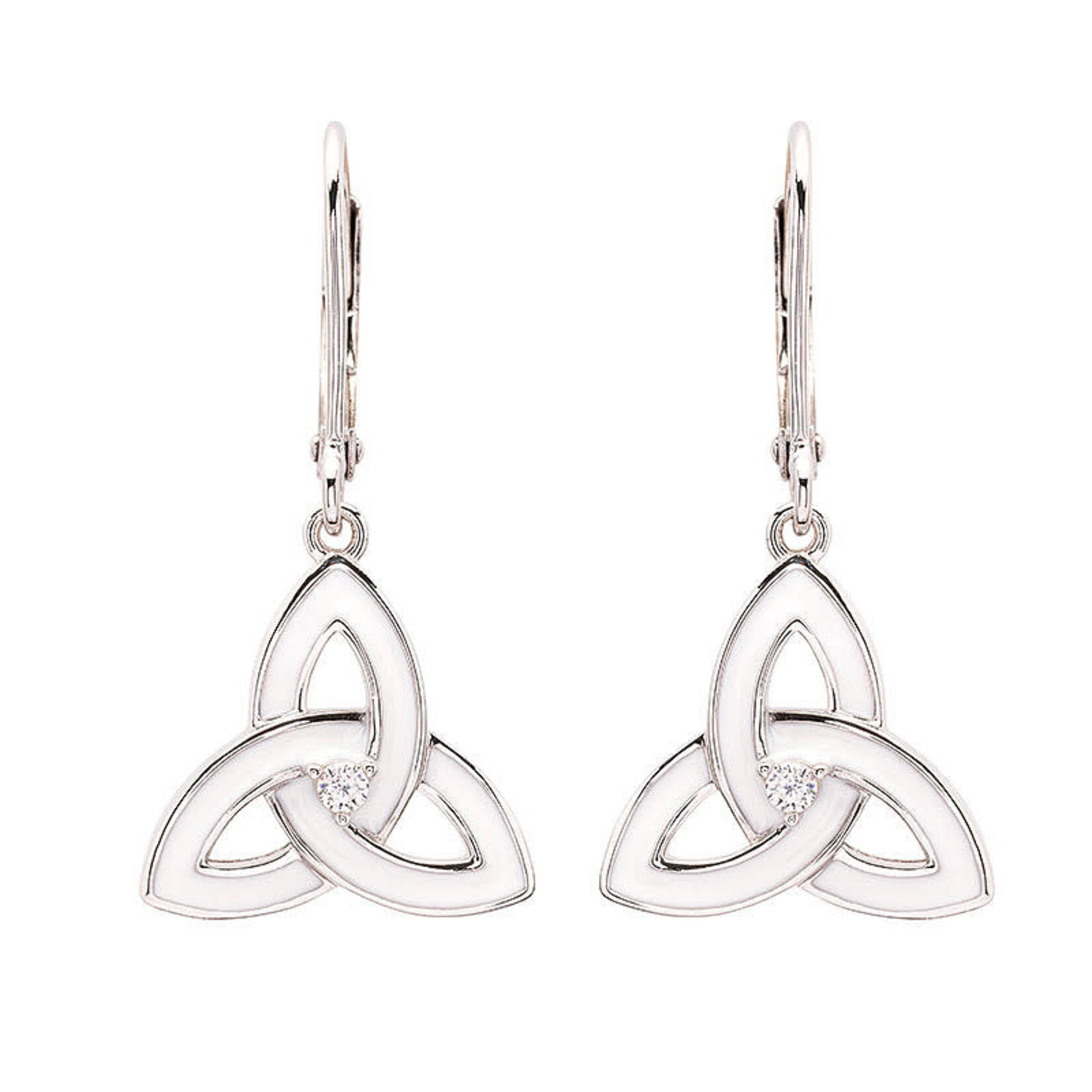 Earrings: SS White Enamel Trinity Drop