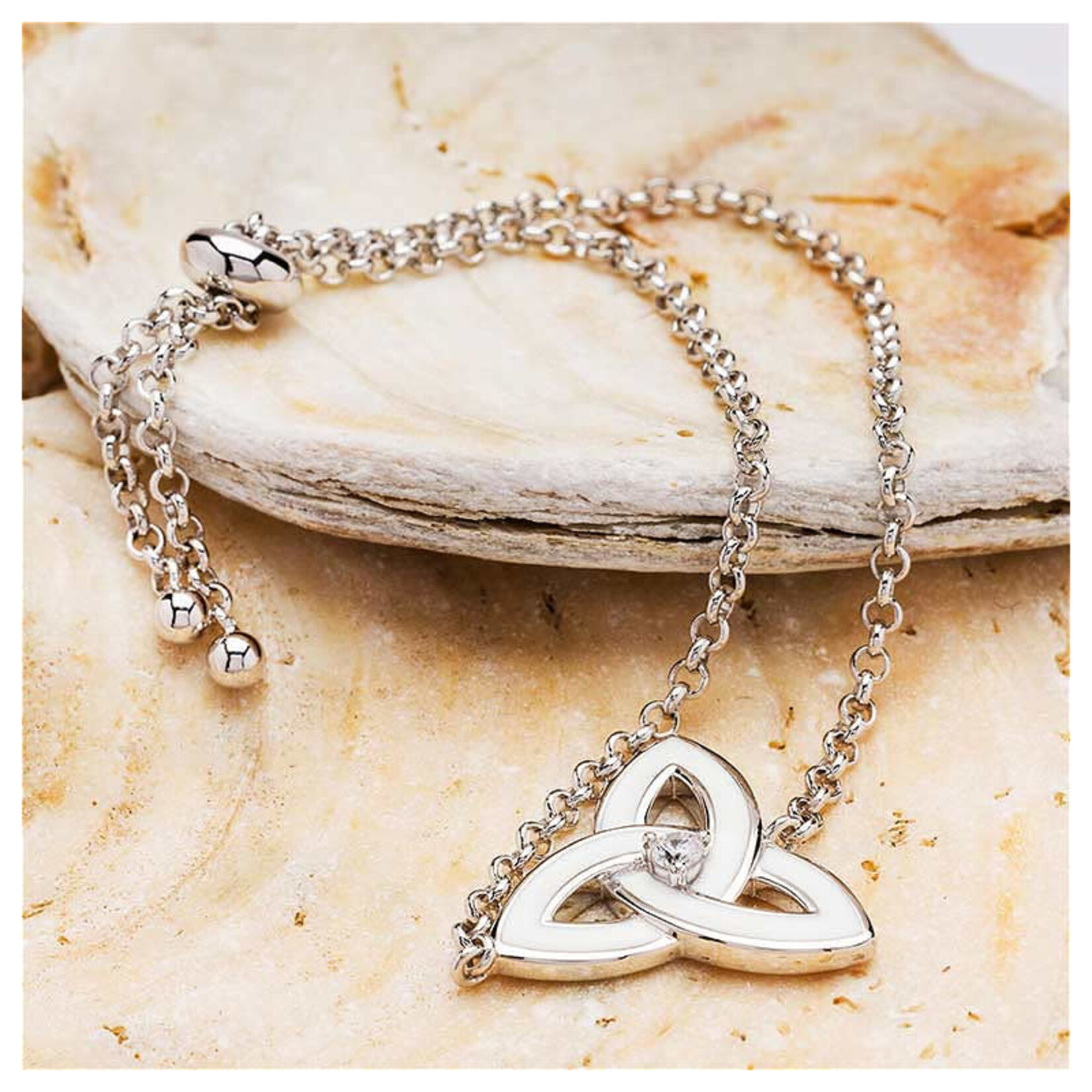 Shanore Bracelet: SS White Enamel Trinity