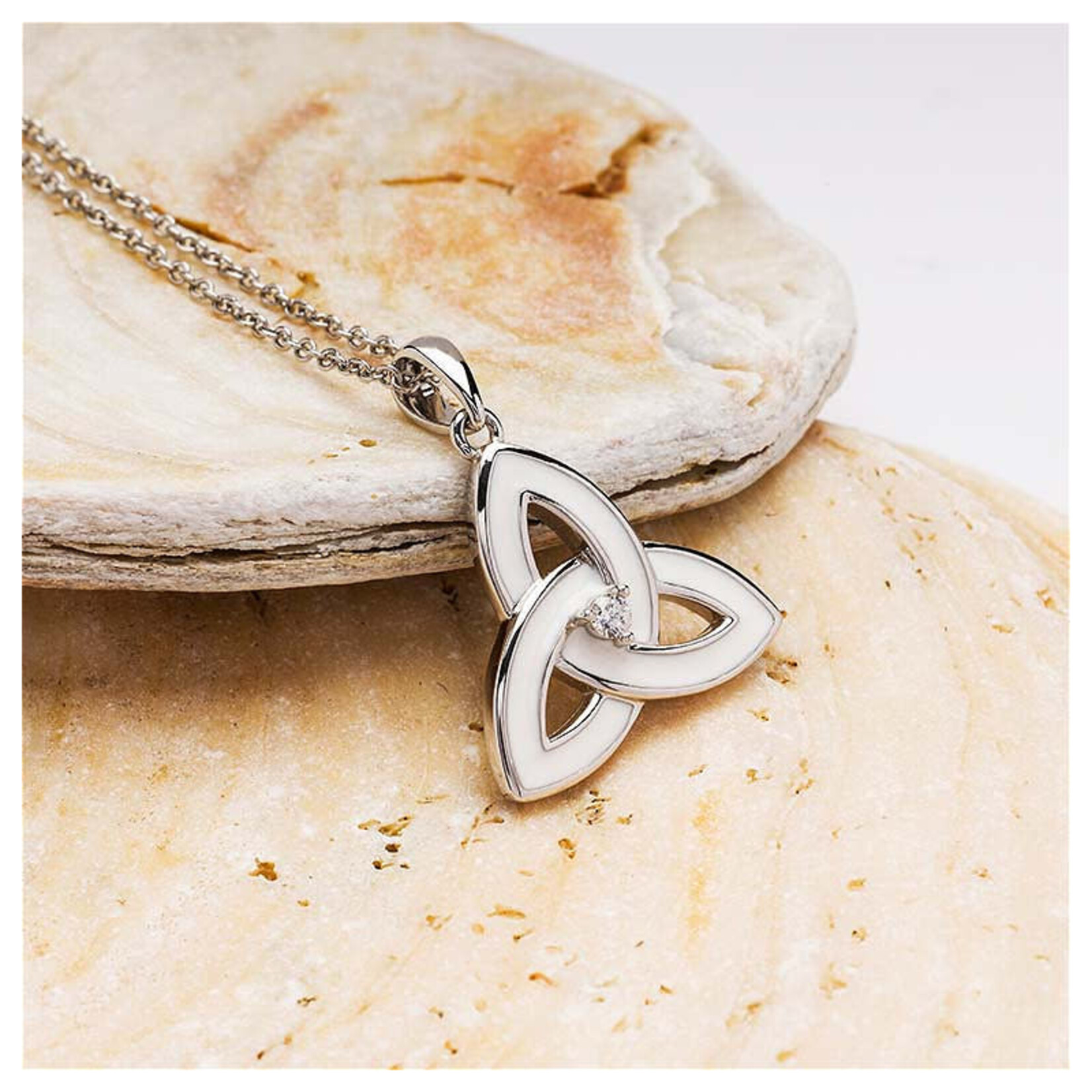 Necklace: SS White Enamel Trinity