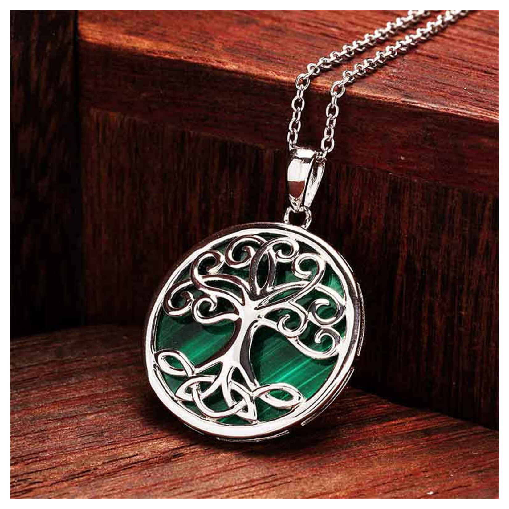 Necklace: SS Malachite Tree of Life