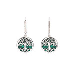 Shanore Earrings: SS Malachite Tree of Life Drop
