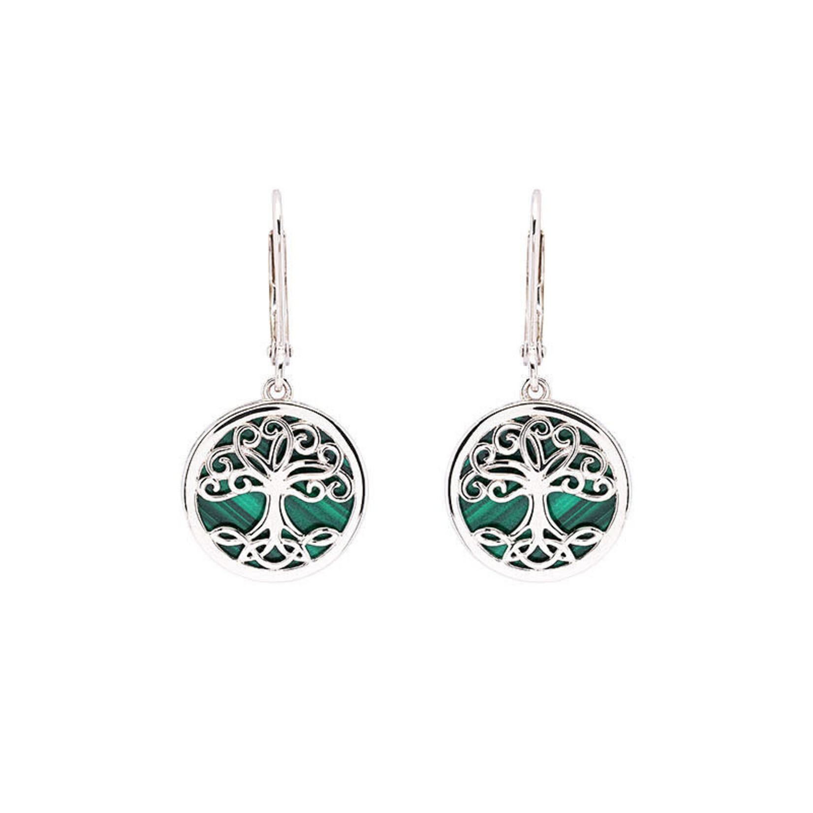 Shanore Earrings: SS Malachite Tree of Life Drop