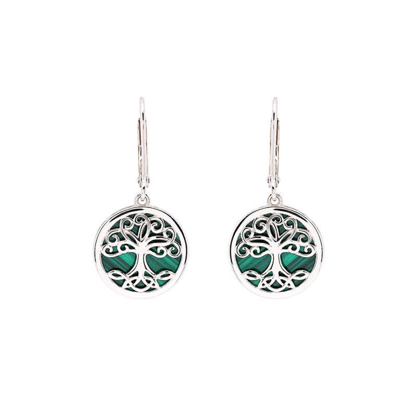 Earrings: SS Malachite Tree of Life Drop