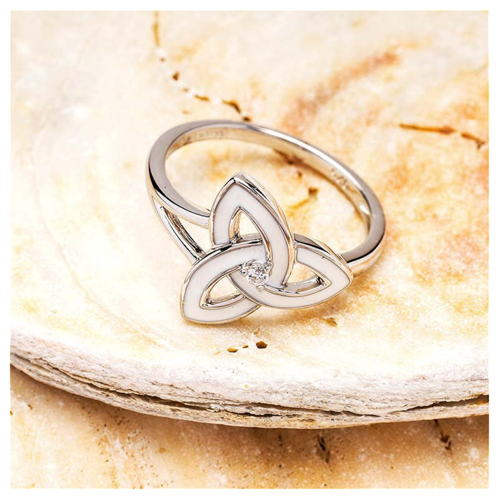 Shanore Ring: SS White Enamel Trinity