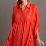 Dress: Sheer Back Tiered Tunic Red