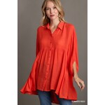 Dress: Sheer Back Tiered Tunic Red