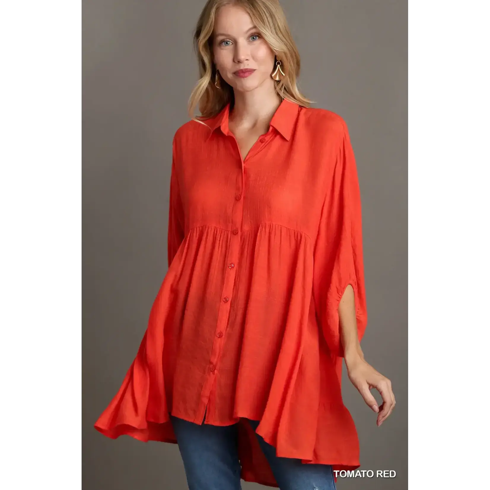 Dress: Sheer Back Tiered Tunic Red