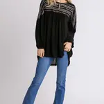 Shirt: Long Slv Black Mix