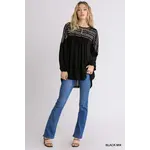 Shirt: Long Slv Black Mix