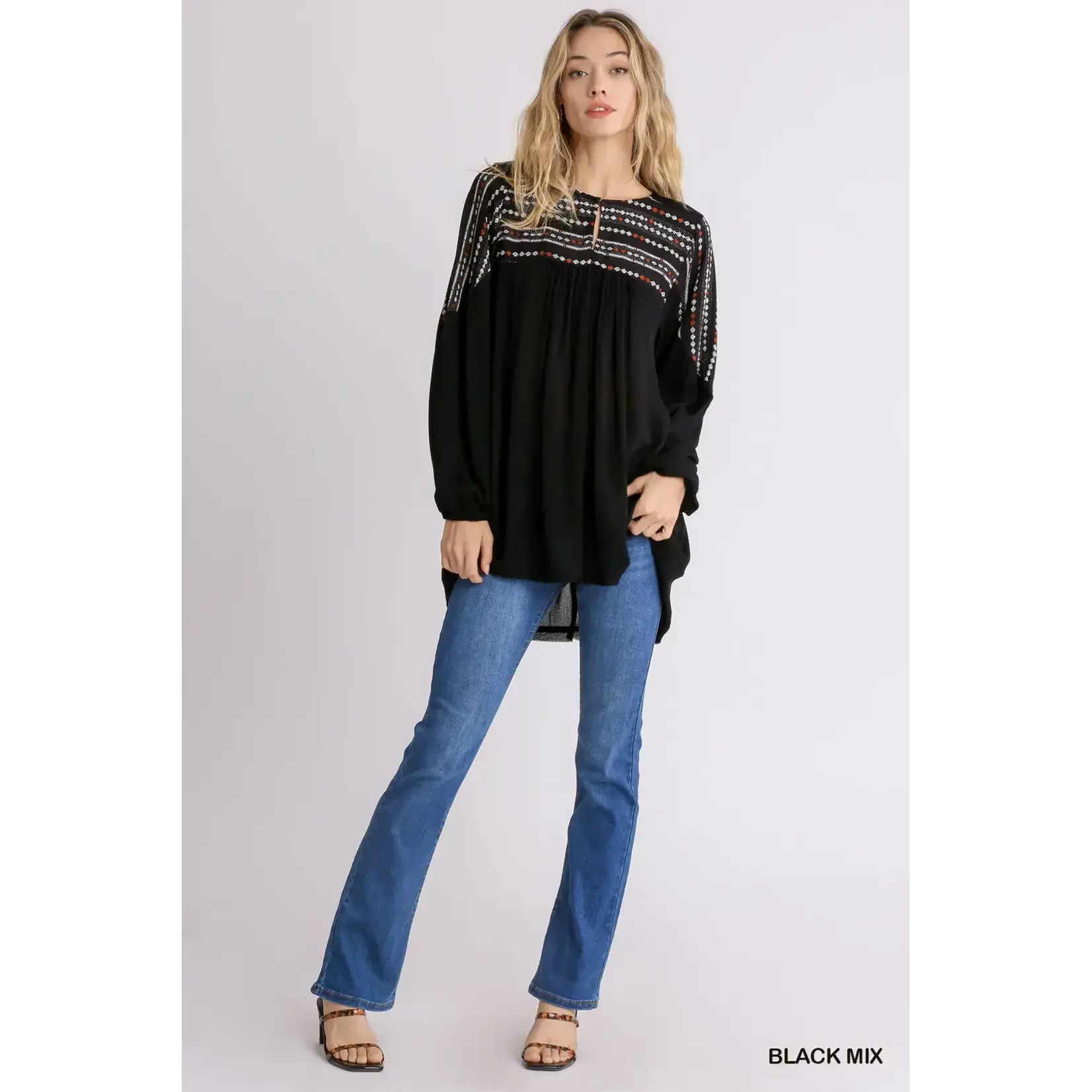 Shirt: Long Slv Black Mix