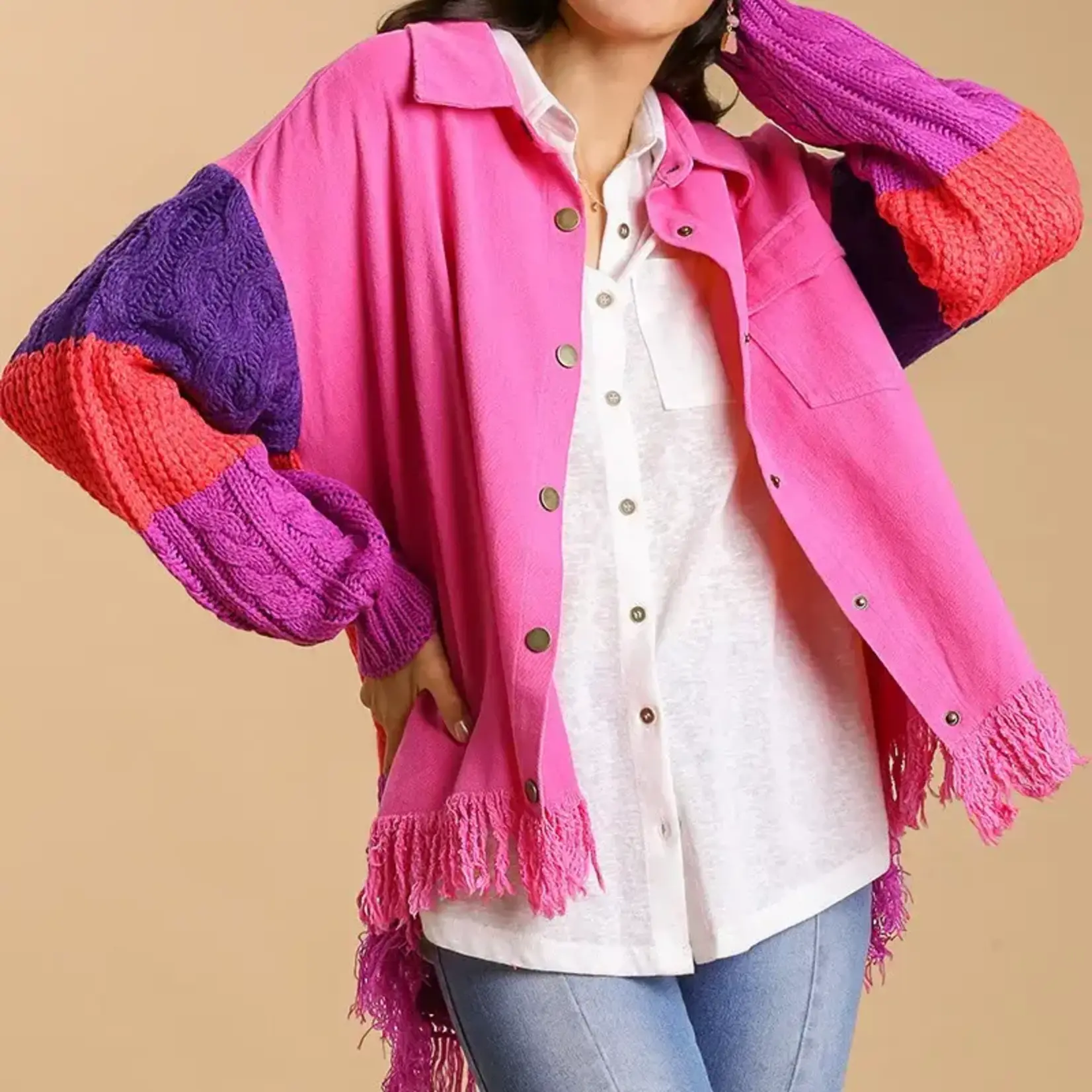 Jacket: Cable Knit Hot Pink