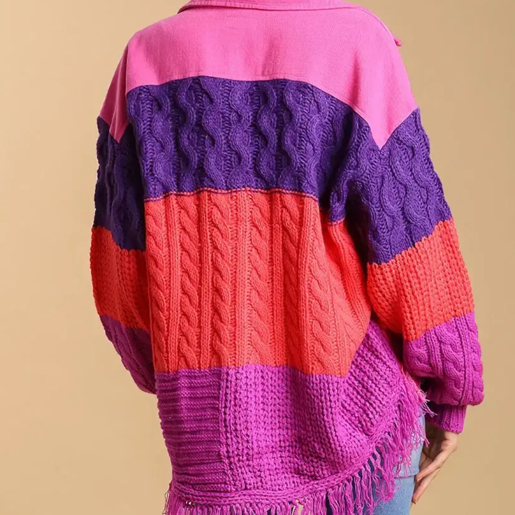 Jacket: Cable Knit Hot Pink