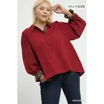 Shirt: Long Sleeve Burgundy/Leopard