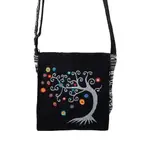 Benjamin International Bag: Tree of Life, Black Crossbody