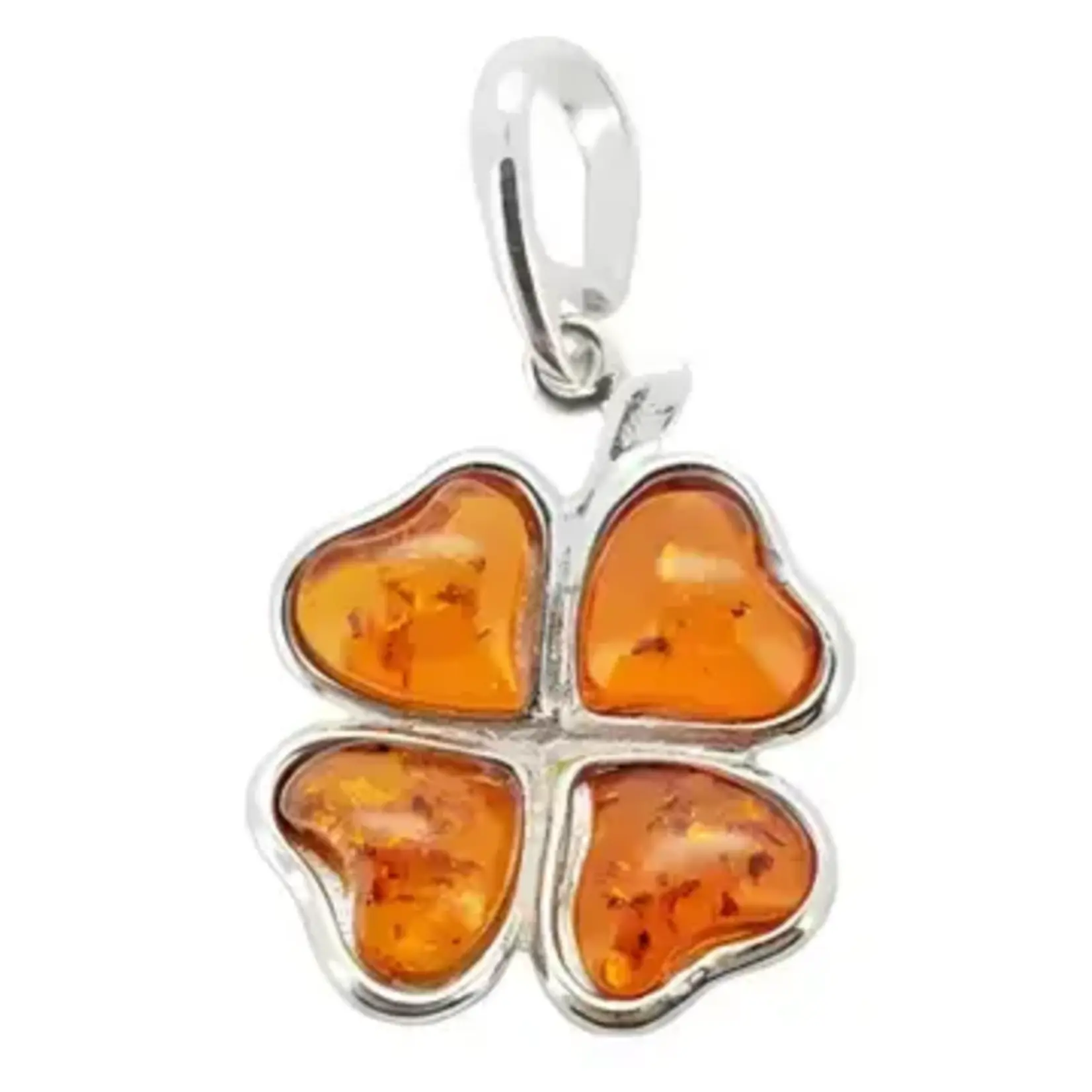 Amberman Pendant: Clover, Cognac Amber