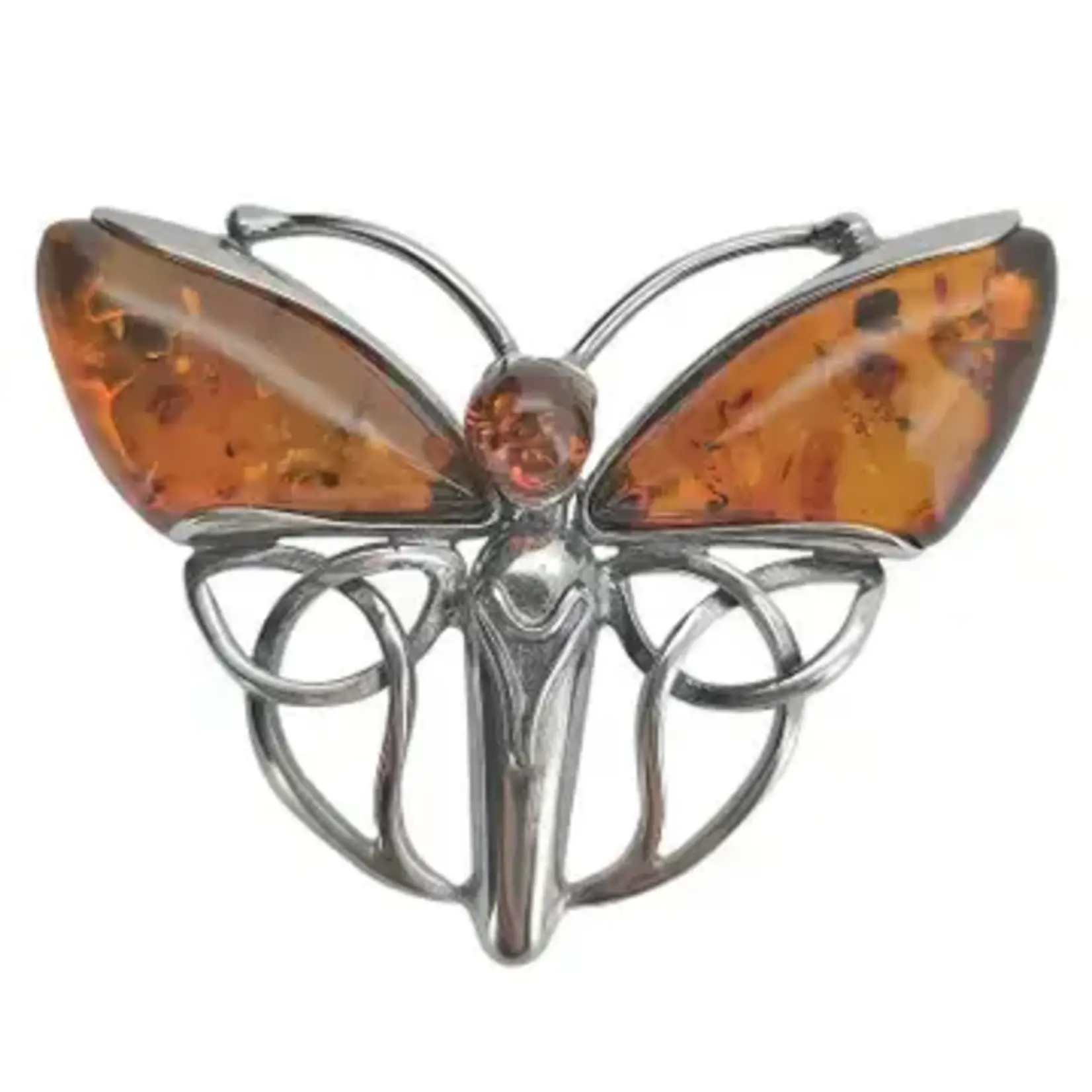 Amberman Pendant: Celtic Knot Butterfly, Amber