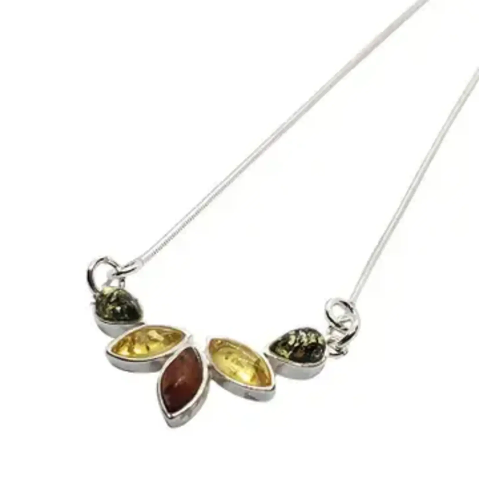 Amberman Necklace: Tear Drop, Multi-Colored Amber