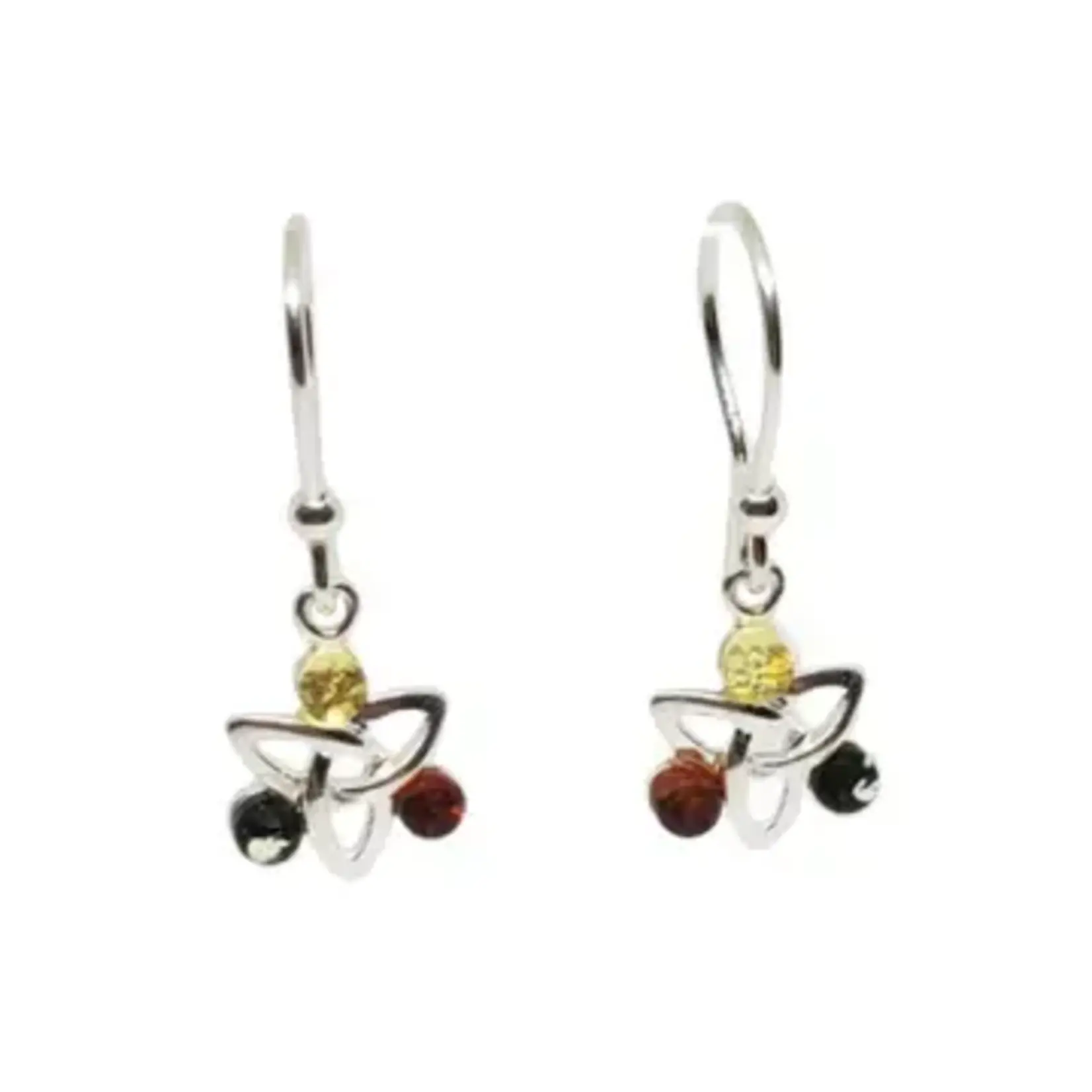 Amberman Earrings: Trinity, Multi-Colored Amber Lever Back
