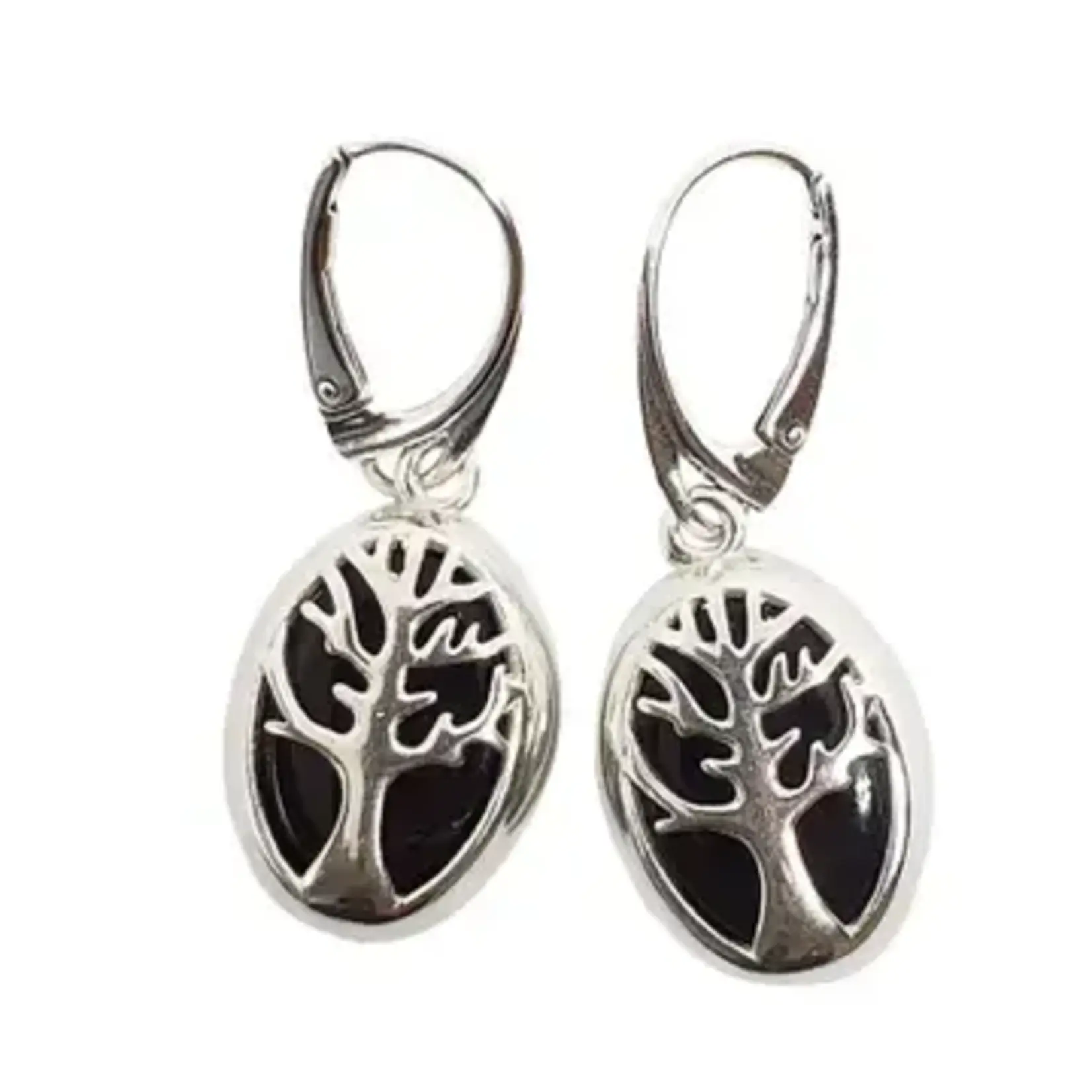 Earrings: Tree, Baltic Amber Lever Back